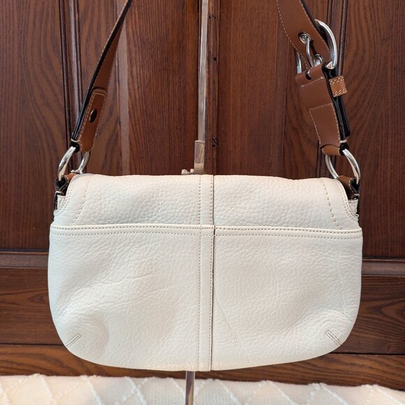 Y2K/vintage coach F13105 pebbled leather SOHO off white with tan shoulder bag - Picture 14 of 15